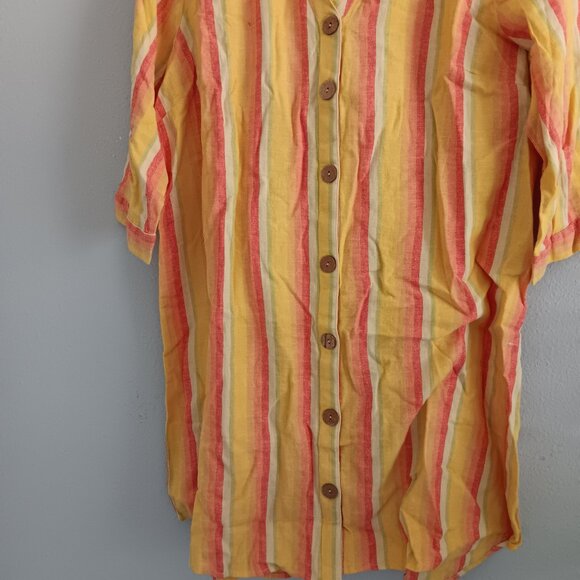 Denim & Co. Beach Button- Front Shirt Dress Cover-Up - Sz L a392648 - Picture 5 of 5